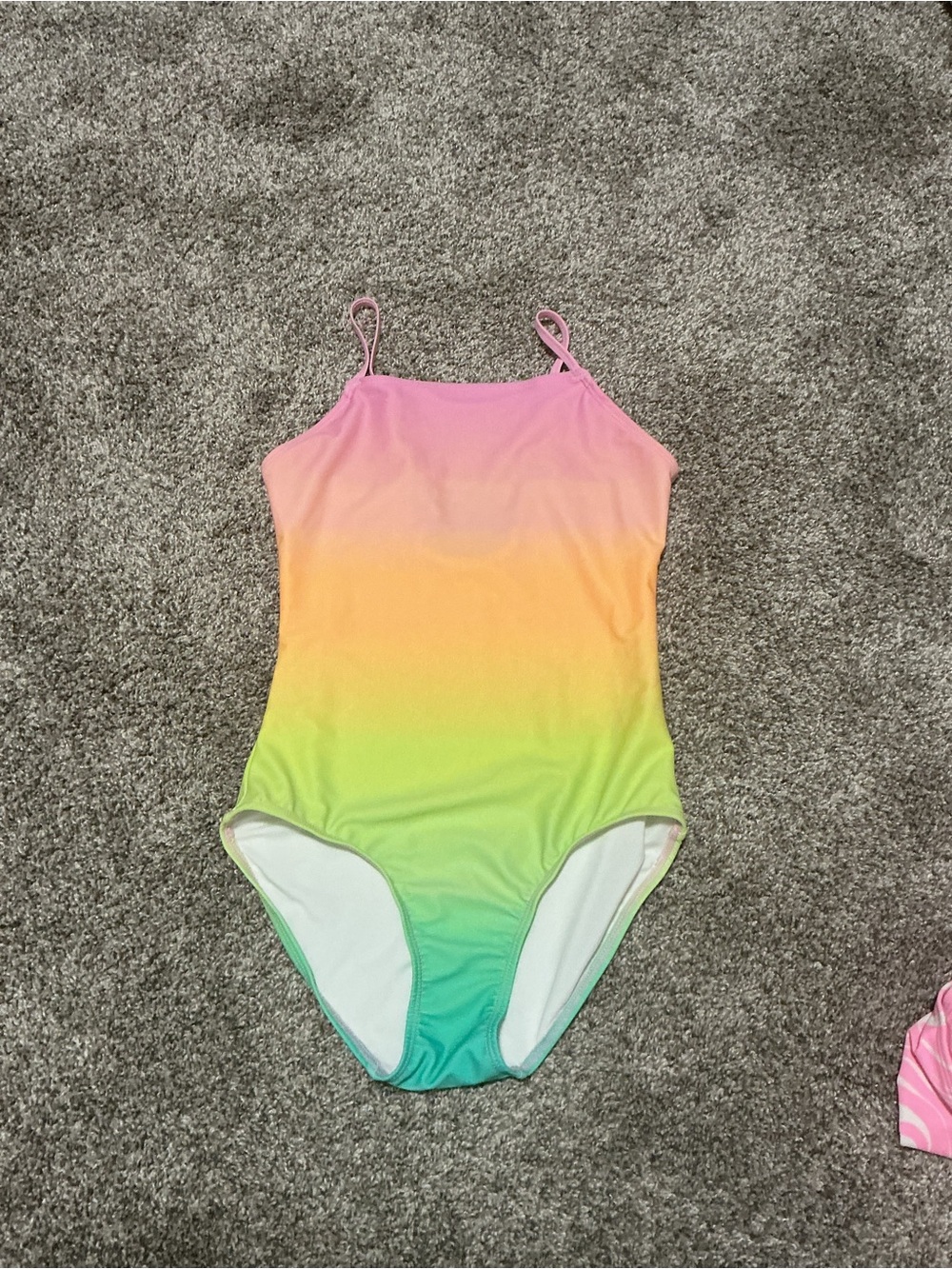 Old Navy Girls Ombre Rainbow Swimsuit - Pink, Yellow, Green